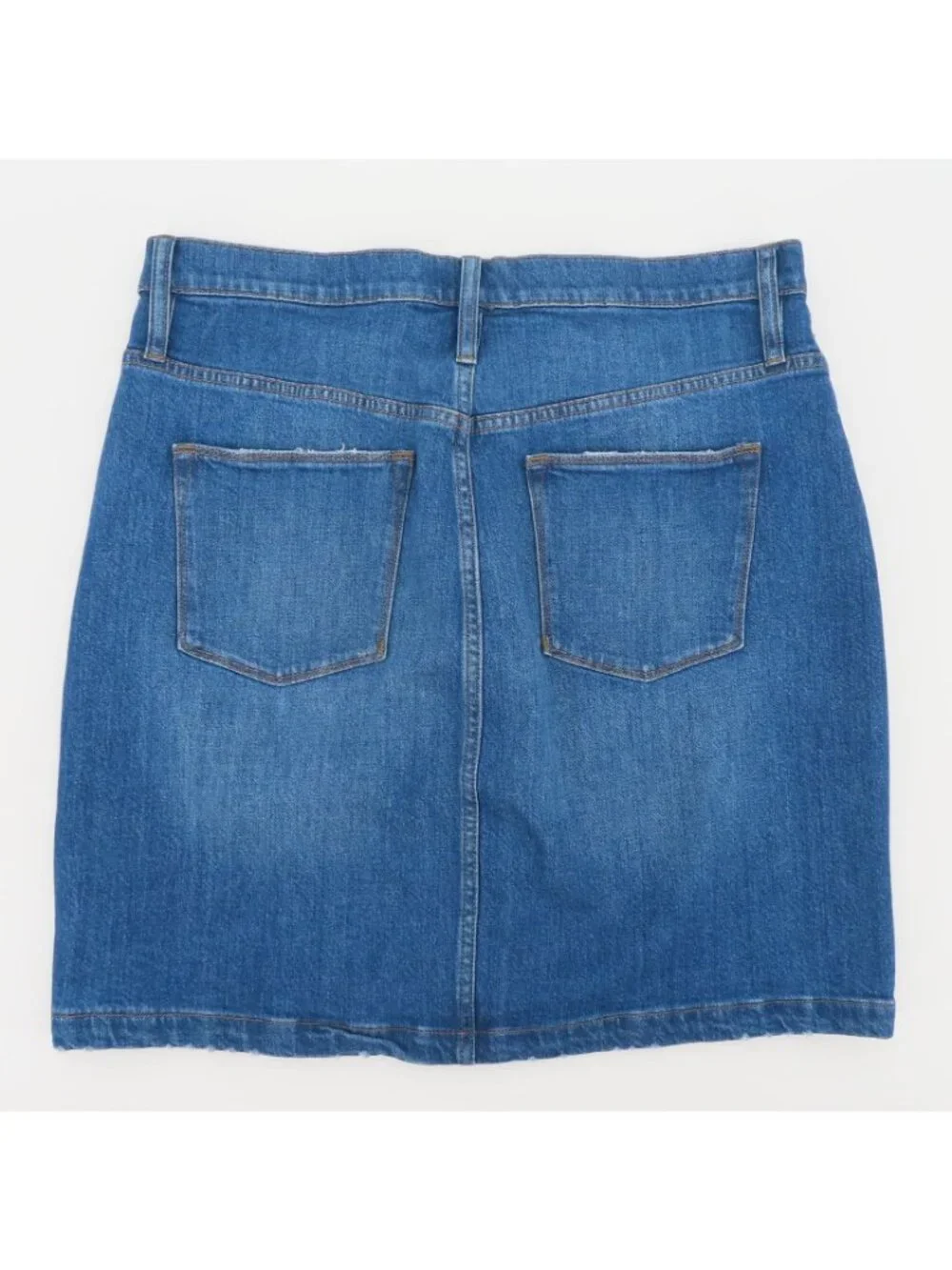 J Crew Women 32 Blue Jean Button Fly Skirt Whiskered Denim Pockets Cotton NEW